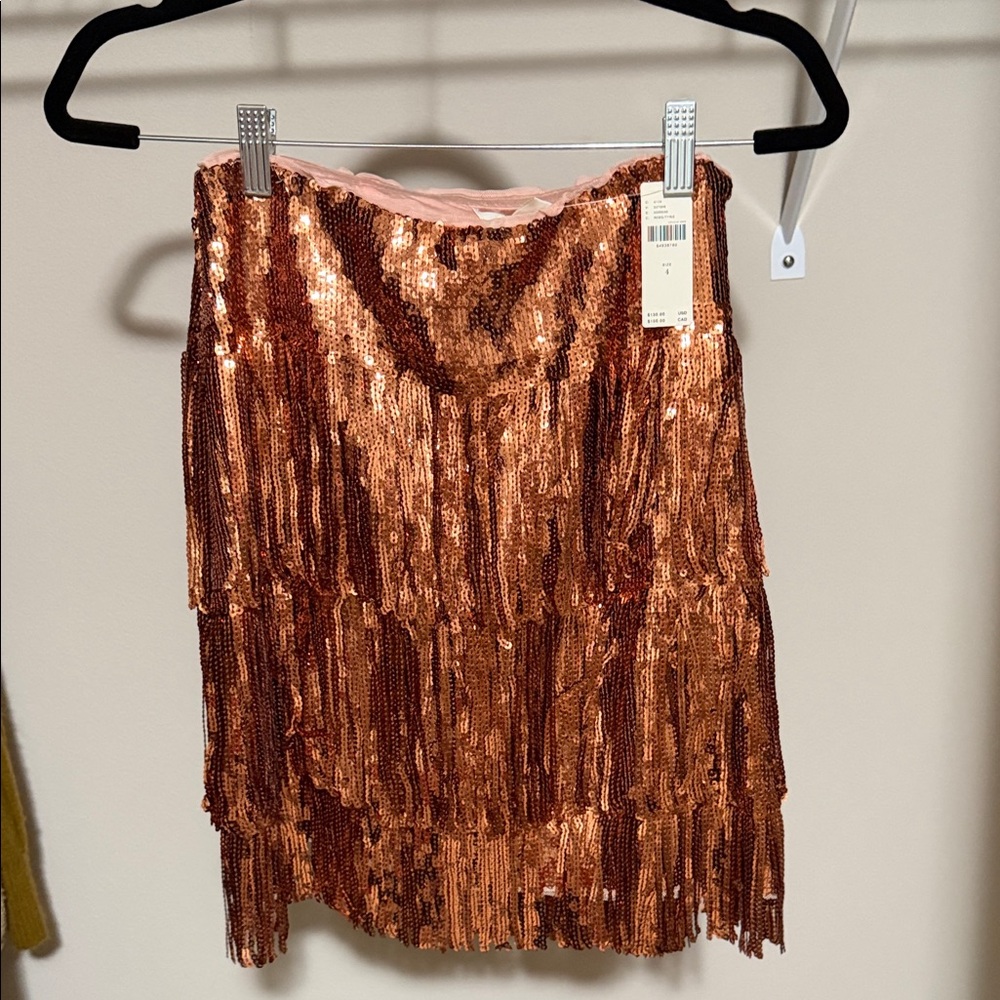 Maeve Copper Sequin Mini Skirt